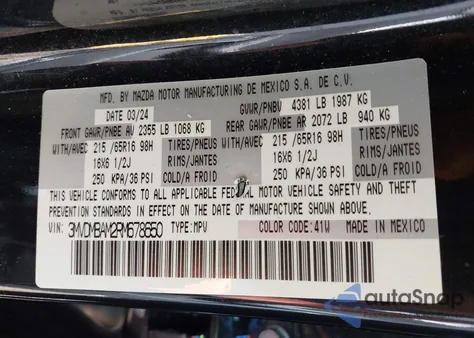 2024 Mazda Cx-30 2.5 S z USA, uszkodzony, nr VIN 3MVDMBAM2RM678650